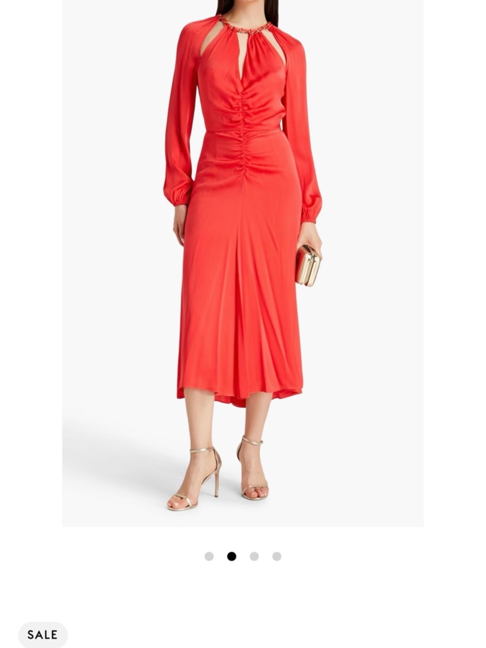 Veronica Beard Red Midi Dress with Keyhole Neck